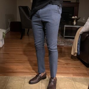 ASOS Skinny Dress pants in blue houndstooth